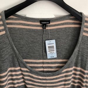 NWT Torrid Pink/Gray Striped Sweater